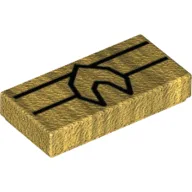 Tile 1 x 2 with Aquaman Logo and Lines Print / Pearl Gold