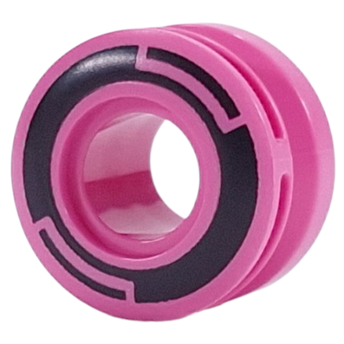 Lego Wheel 11 x 8 with Center Groove, One Smooth Side with Black Circles print / Dark Pink