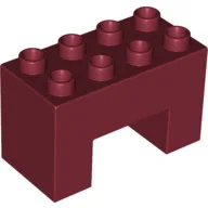 Duplo Brick 2 x 4 x 2 with 2 x 2 Square Arch / Dark Red