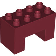 Lego Duplo Brick 2 x 4 x 2 with 2 x 2 Square Arch / Dark Red