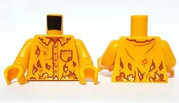 Torso Torn and Ripped Shirt, Collar and Pocket Pattern / Bright Light Orange Arms / Bright Light Orange Hands