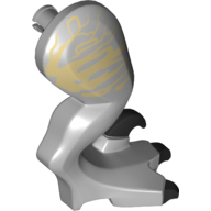 Lego Animal Body Part, Dinosaur, Raptor Leg, Right, with Pin, Black Claws, Tan Stripes / Light Bluish Gray