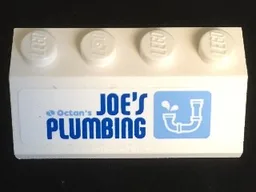 Slope 45 2 x 4 with Blue 'Octan's JOE'S PLUMBING' and Drainpipe Pattern (Sticker) - Set 70811