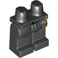 Lego Hips and Black Legs with Belt and Gold Asian Characters Print / Black