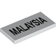 Lego Tile 2 x 4 with 'MALAYSIA' Print / White