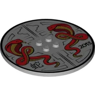 Plate Special Round 8 x 8 with 2 x 2 Center Studs with '2013', Snakes and Hanzi Print