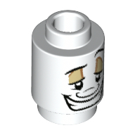 Lego Brick Round 1 x 1 Open Stud with Face with Clenched Teeth Print (Lumiere) / White