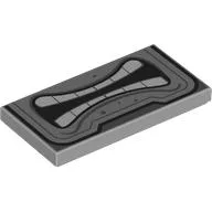 Tile 2 x 4 with Thwomp Face, Bottom Half, Teeth, Angry Grin Print / Light Bluish Gray