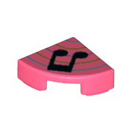 Lego Tile Round 1 x 1 Quarter with Double Black Music Note, Blue Lines Print / Coral