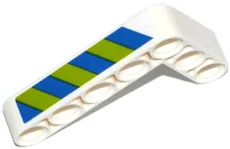 Technic, Liftarm, Modified Bent Thick L-Shape 3 x 5 with Blue and Lime Danger Stripes Pattern Model Left Side (Sticker) - Set 42047