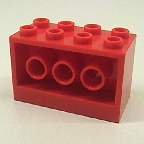 Lego Brick 2 x 4 x 2 with Holes on Sides / Red