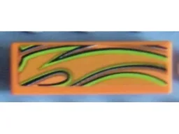 Tile 1 x 3 with Lime Lines Pattern Model Right (Sticker) - Set 8484