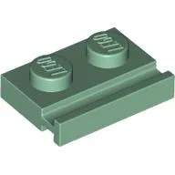 Plate Special 1 x 2 with Door Rail / Sand Green