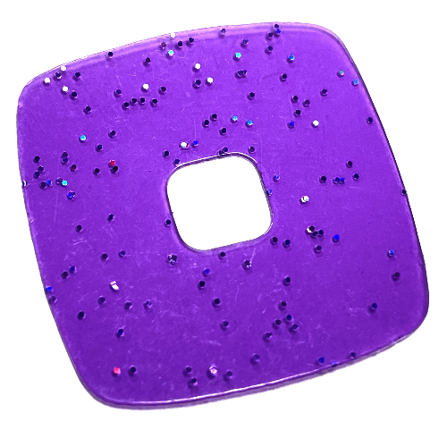 Lego Clikits Icon Accent, Square 3 5/8 x 3 5/8 / Glitter Trans-Medium Purple