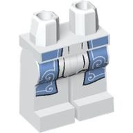 Lego Hips and White Legs with Medium Blue Robe Ends, Silver Decorations, White Dress print / White