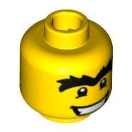Minifig Head Caveman, Eyes with White Pupils, Uni-Brow and Wide Mouth Print / Yellow