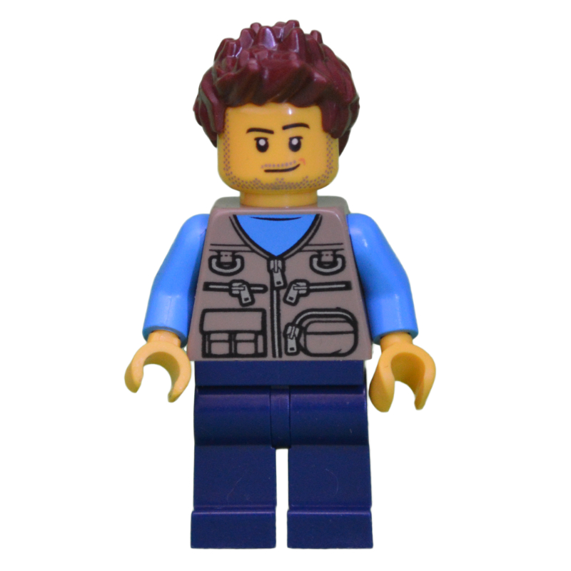 Lego Dark Tan Torso, Dark Blue Legs, Reddish Brown Hair