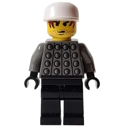 Soccer Player Goalie Dark Grey Torso, Black Legs, White Cap