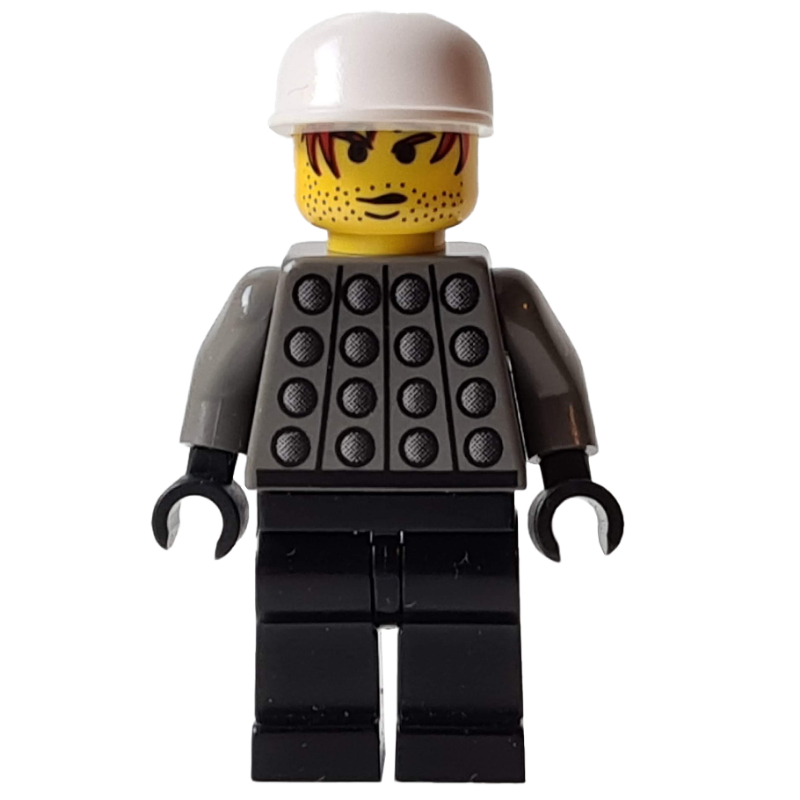 Lego Soccer Player Goalie Dark Grey Torso, Black Legs, White Cap