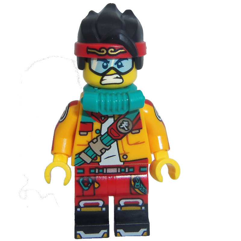 Lego Monkie Kid, Bright Light Orange Jacket, Breathing Apparatus, Goggles