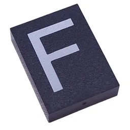Modulex Tile 3 x 4 with White 'F' Print, without Internal Supports / Modulex Tile Blue