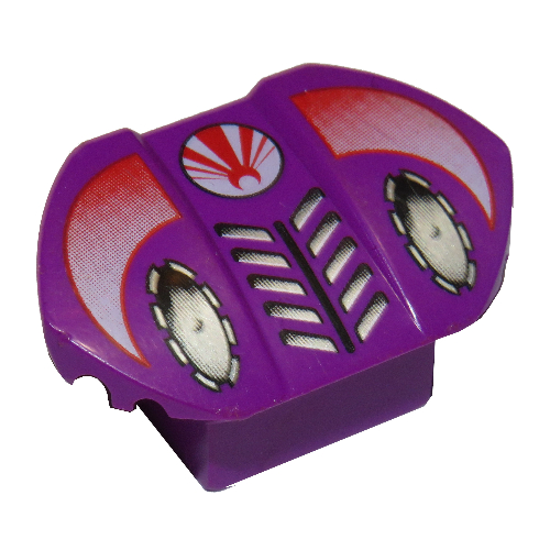 Lego Brick Curved 2 x 2 x 1 with Wings and Warrior Print / Purple