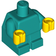 Lego Baby / Toddler Body with Fixed Arms and Yellow Hands / Dark Turquoise