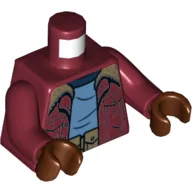 Torso Jacket with Fur, Medium Blue Shirt with Dark Blue Collar, Utility Belt Print, Dark Red Arms, Reddish Brown Hands / Dark Red