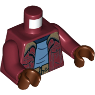 Lego Torso Jacket with Fur, Medium Blue Shirt with Dark Blue Collar, Utility Belt Print, Dark Red Arms, Reddish Brown Hands / Dark Red