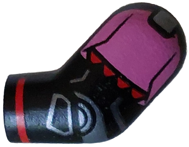 Lego Arm, Left with Dark Pink Shoulder, Silver Armor, Red Cuff Pattern / Black