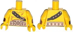 Torso Bare Chest with Muscles Outline, Scar, Copper Belt and Shoulder Strap Pattern / Yellow Arms with Wristbands / Yellow Hands