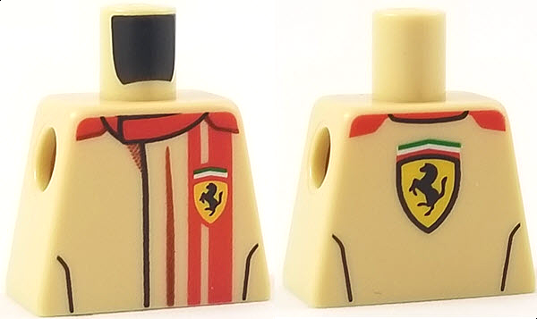 Lego Torso Speed Champions with Ferrari Logo on Front and Back Pattern