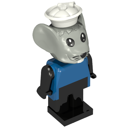 Lego Fabuland Figure Mouse 4 with White Cap / Blue