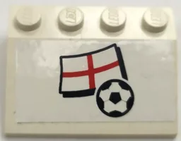 Slope 33 3 x 4 with Flag of England and Soccer Ball on White Background Pattern (Sticker) - Set 3405