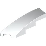 Lego Brick Wedged, Curved 1 x 4 with Stud Notch Left / White