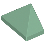 Lego Brick Sloped 45° 2 x 1 Triple with Ovoid Bottom Pin / Sand Green