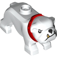 Lego Animal, Dog, Bulldog with Tan Fangs, Red Collar / White