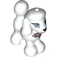 Animal, Dog, Poodle with Pink Collar, Blue Eyes, Black Nose and Mouth Print / White