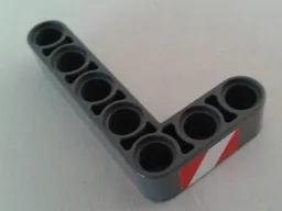 Technic, Liftarm, Modified Bent Thick L-Shape 3 x 5 with Red and White Danger Stripes Pattern Model Right Side (Sticker) - Set 8053