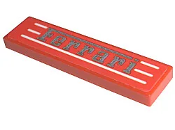 Tile 1 x 4 with Silver 'Ferrari' and White Stripes Pattern (Sticker) - Set 8671