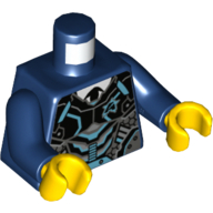 Lego Torso with Black, Silver and Medium Azure Body Armor with Ultra Agents Logo over Shirt and Black Tie Print, Dark Blue Arms, Yellow Hands / Dark Blue