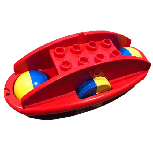 Lego Duplo Rattle Rocking Bottom with Yellow and Blue Wheels / Red