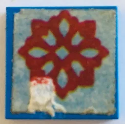 Tile 2 x 2 without Groove with Red Geometric Pattern (Sticker) - Set 261-4