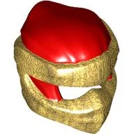 Wrap with Short Back Knot Smooth, Pearl Gold Mask Pattern / Red