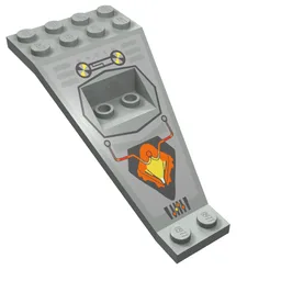 Wing Plate Bi-level 8 x 4 and 2 x 3 1/3 Down with UFO Print / Light Gray