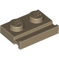 Plate Special 1 x 2 with Door Rail / Dark Tan