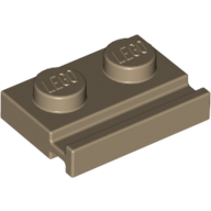 Lego Plate Special 1 x 2 with Door Rail / Dark Tan