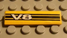 Tile 1 x 4 with 'V8' and Black Stripes Pattern (Sticker) - Set 8880
