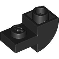 Lego Brick Curved Inverted 1 x 2 with 1 x 1 Cutouts / Black