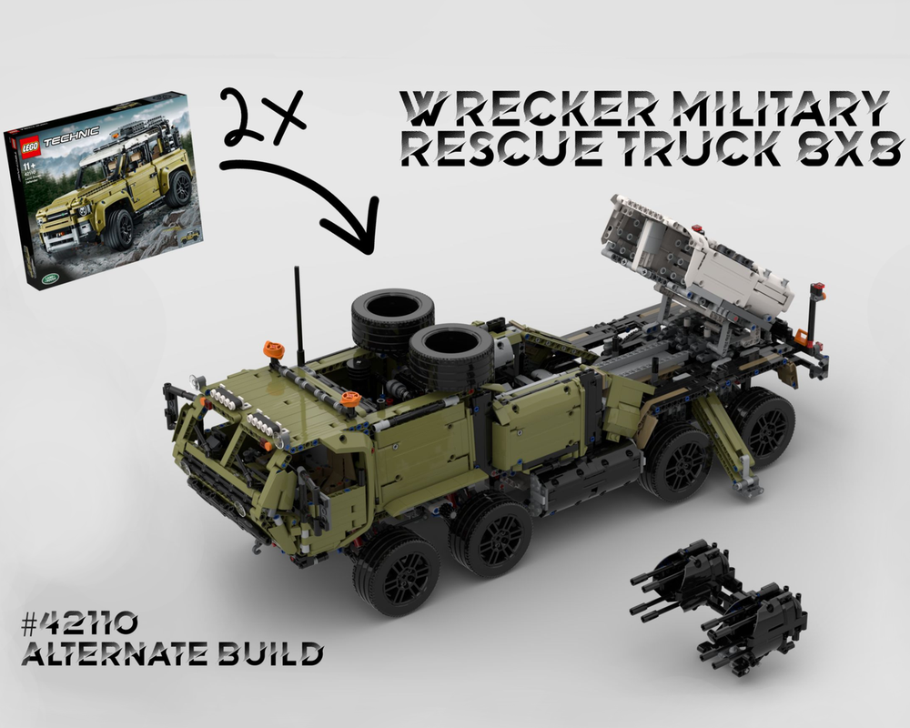Lego 42110 HEMTT Wrecker Military Truck 8x8 | 2x Land Rover Defender Alternate Build